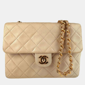 Chanel Beige Lambskin Shoulder Bag