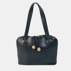 Chanel Black Caviar Leather Vintage CC Timeless Shoulder Bag