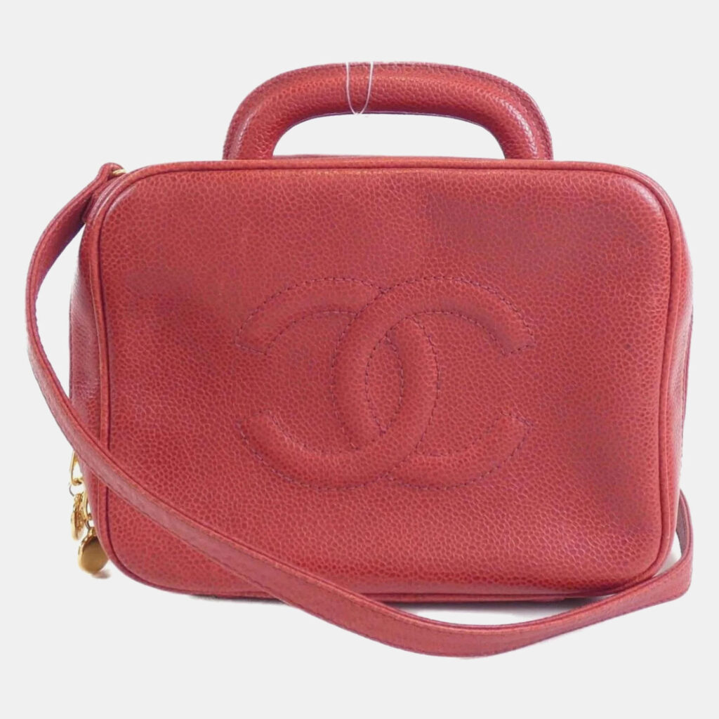 Chanel Red Leather CC Vanity Case