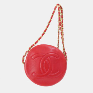 Chanel Red Lambskin Leather Coco Mark Shoulder Bag