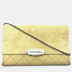 Chanel Beige Leather Logo Flap Single Chain Bag