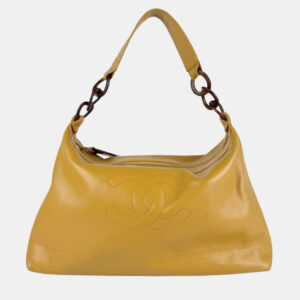 Chanel Beige Caviar Skin Leather Hobo Bag