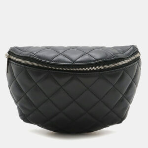 Chanel Black Matelasse Lambskin Leather Body Waist Pouch Belt Bag
