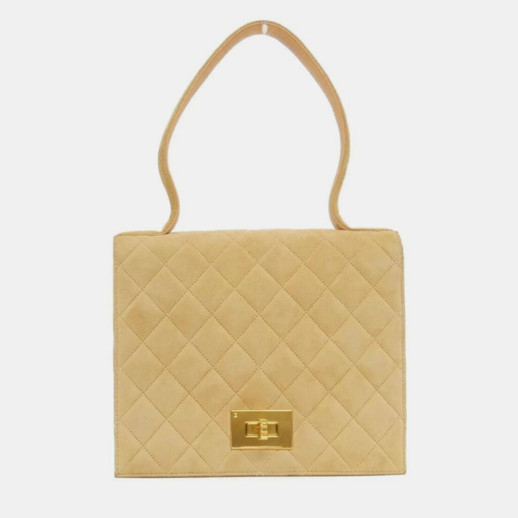 luxury-women-chanel-used-handbags-p1158954-009 Chanel Beige suede Handbag