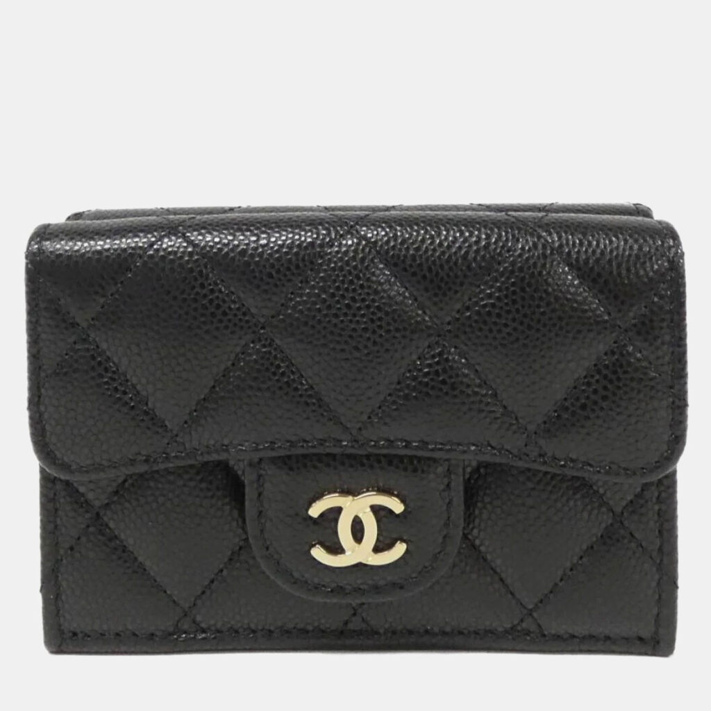 luxury-women-chanel-used-handbags-p1158967-003 Chanel Black Caviar Leather Small Timeless Classic Flap Wallet