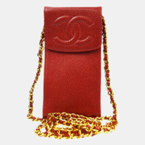 Chanel Red Caviar Leather Timeless Phone Case
