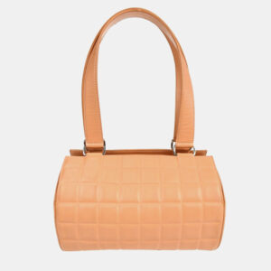 Chanel Pink Lambskin Choco Bar Cylindrical Handbag