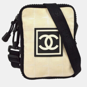 Chanel Beige/Black Nylon Travel Sport Line Shoulder Bag