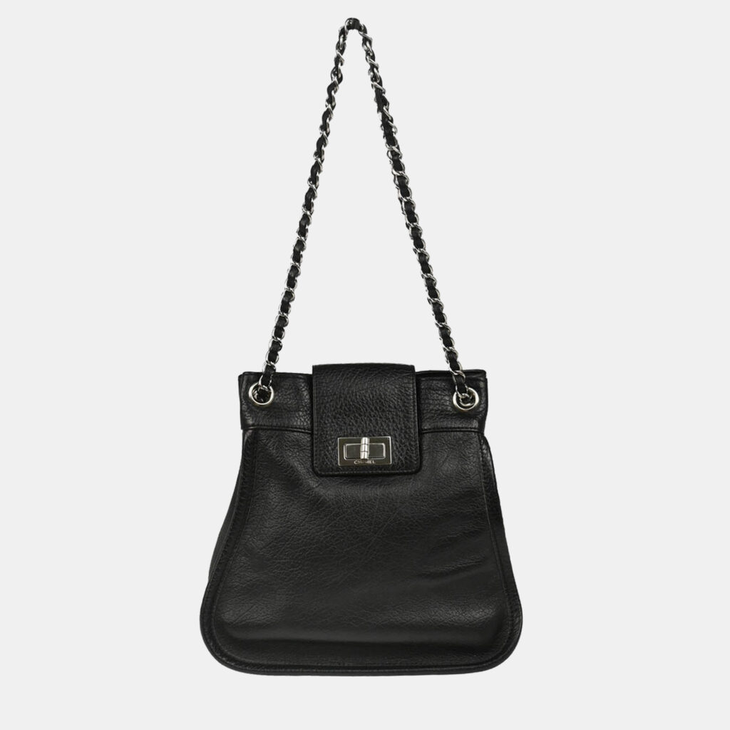 Chanel Black Calfskin Mademoiselle Lock Chain Shoulder Bag
