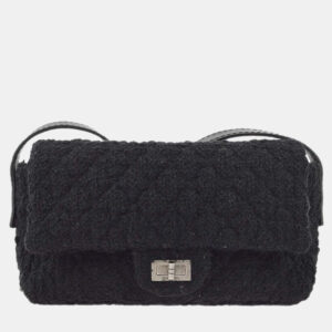 Chanel Black Tweed Mademoiselle Lock Shoulder Bag