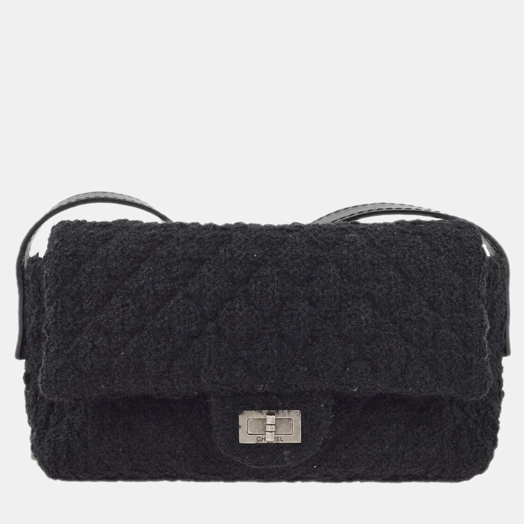 Chanel Black Tweed Mademoiselle Lock Shoulder Bag