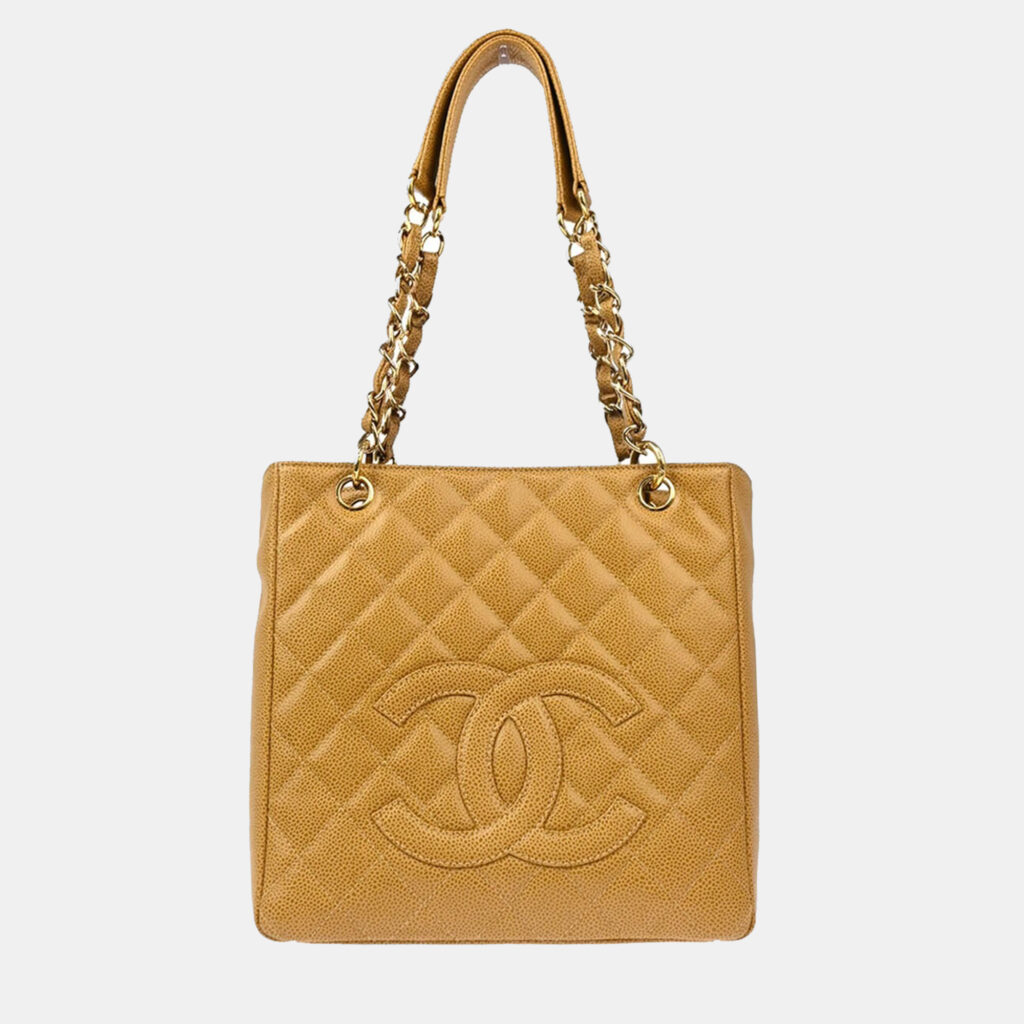 luxury-women-chanel-used-handbags-p1159156-002 Chanel Beige Calfskin Petite Shopping Tote Handbag