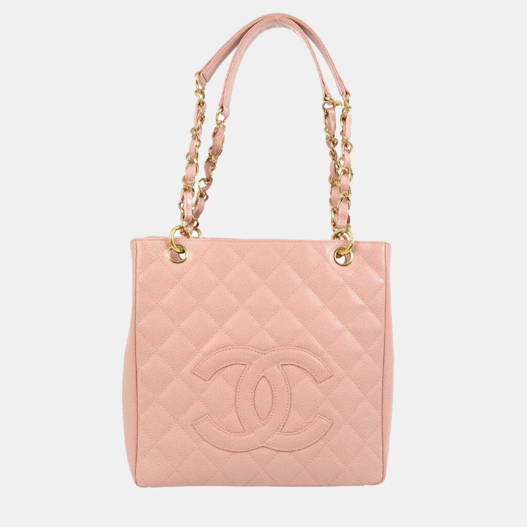 luxury-women-chanel-used-handbags-p1159157-003 Chanel Pink Calfskin Petite Shopping Tote Handbag