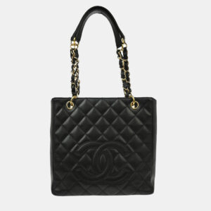 Chanel Black Calfskin Petite Shopping Tote  Handbag