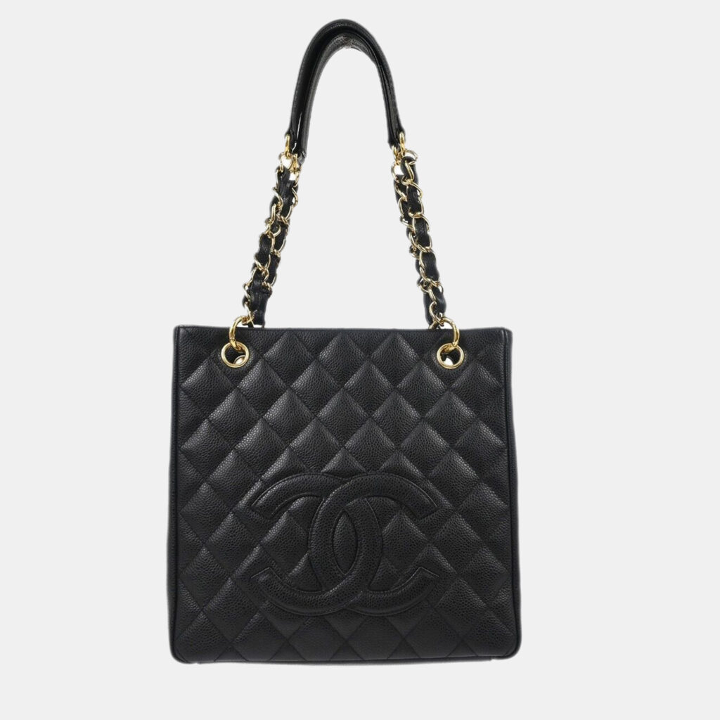 luxury-women-chanel-used-handbags-p1159167-002 Chanel Black Calfskin Petite Shopping Tote Handbag