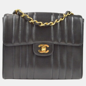 Chanel Black Lambskin Mademoiselle Single Chain Shoulder Bag