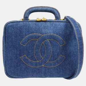 Chanel Blue Denim Timeless Lunch Box Vanity Handbag