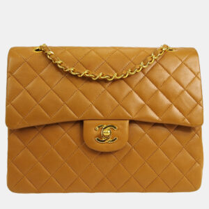 Chanel Brown Lambskin Medium Classic Double Flap Shoulder Bag