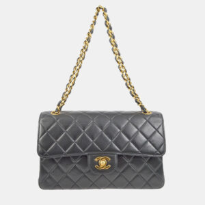 Chanel Black Lambskin Double Sided Classic Flap Shoulder Bag
