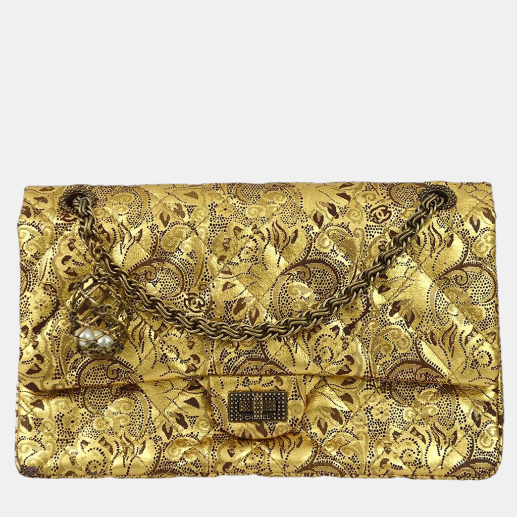 Chanel Gold Lambskin Paris-Moscow Classic Double Flap Shoulder Bag