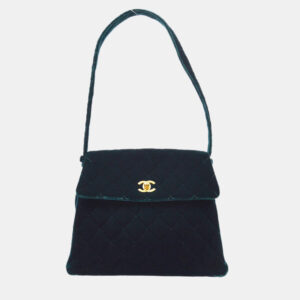 Chanel Moss Green Velvet Handbag