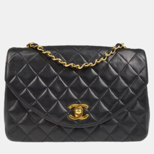 Chanel Black Lambskin Single Flap Shoulder Bag