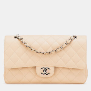 Chanel Beige Medium Classic Caviar Double Flap