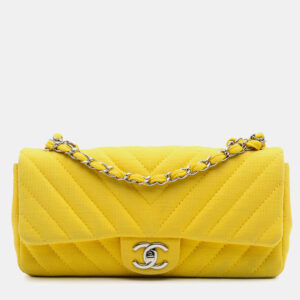 Chanel Yellow Chevron Jersey East West Flap