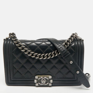 Chanel Black Quilted Leather Medium Boy Flap Bag