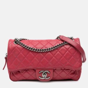 Chanel Pink Small Quilted Iridescent Calfskin Shiva Flap
