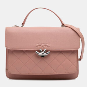 Chanel Pink Large Quilted Goatskin CC Box Flap