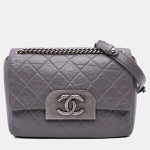 Chanel Purple Quilted Aged Calfskin CC Square Flap