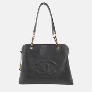 Chanel Black Caviar Large CC Shoulder Bag