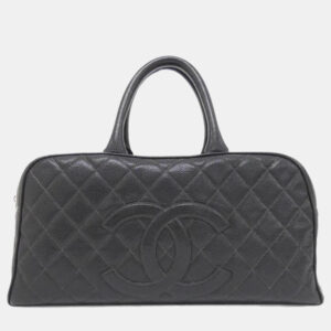 Chanel Black Grained Calfskin Boston Bag