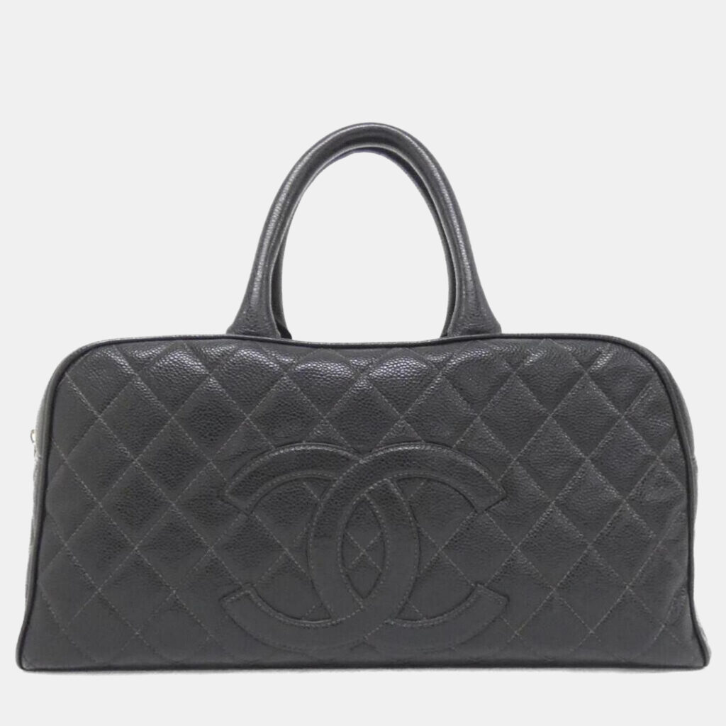 luxury-women-chanel-used-handbags-p1160872-006 Chanel Black Grained Calfskin Boston Bag