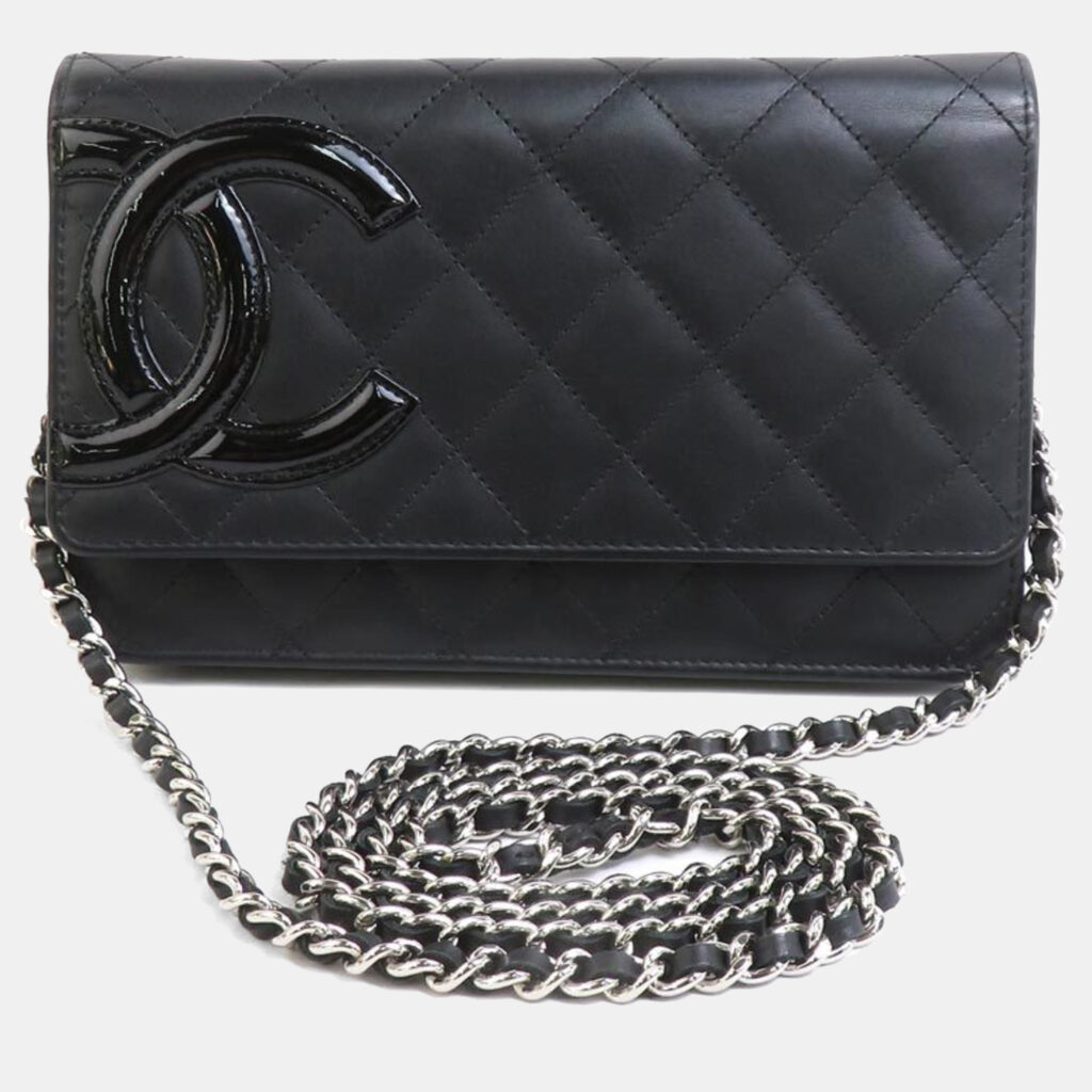 Chanel Black Patent Leather Cambon Ligne Chain Shoulder Bag