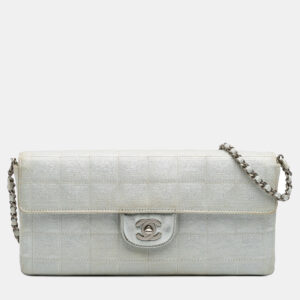 Chanel Silver New Travel Line Nylon East West Flap