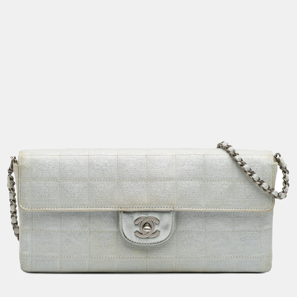 Chanel Silver New Travel Line Nylon East West Flap