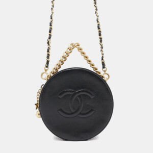 Chanel Black Leather CC Logo Shoulder Bag