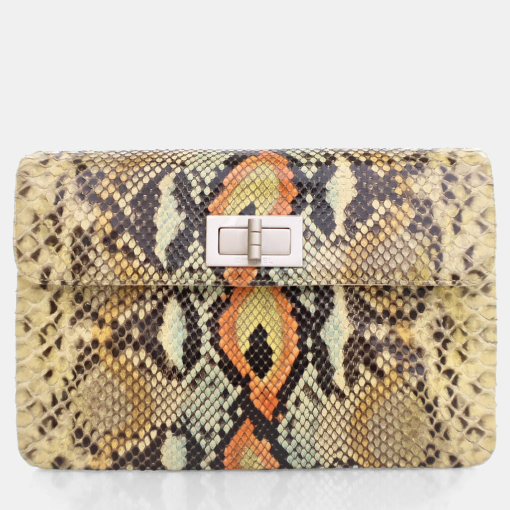 Chanel Multicolor Python Reissue Vintage Clutch