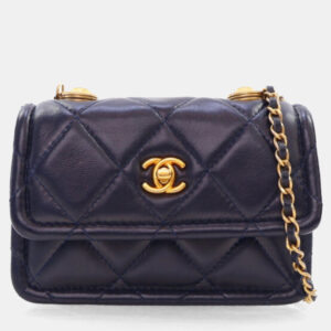 Chanel Navy Lambskin Mini Button On You CC Flap Bag