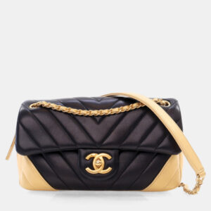 Chanel Bicolor Lambskin Chevron Easy Small Single Flap