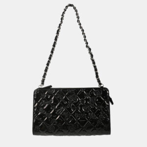 Chanel Black Patent Leather Icon Chain Handbag