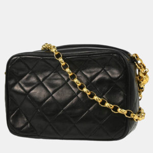 Chanel Black Lambskin Quilted Mini Camera Bag