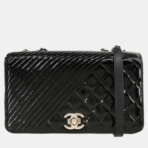 Chanel Black Patent Leather Coco Boy Shoulder Bag