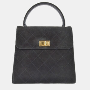 Chanel Black Suede Mademoiselle Lock Handbag
