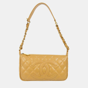 Chanel Beige Calfskin Chain Shoulder Bag