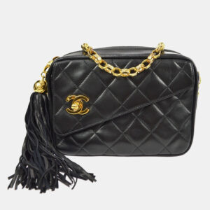 Chanel Black Lambskin Fringe Bijou Chain Shoulder Bag