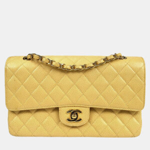 Chanel Beige Calfskin Medium Classic Double Flap Bag