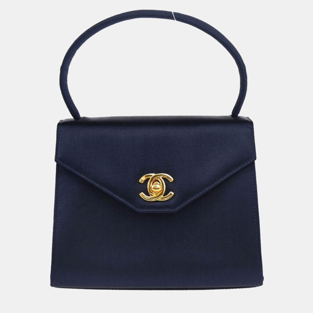 luxury-women-chanel-used-handbags-p1161996-004 Chanel Navy Satin CC Top Handle Bag